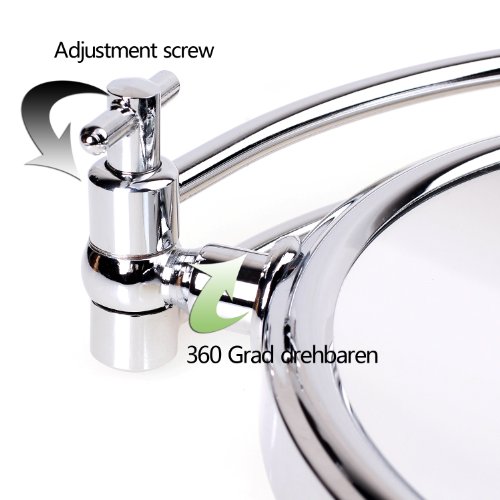 HIMRY Standspiegel 10x Vergrößerung, 8 inch, C-förmiges Design, Kosmetikspiegel 360° drehbar. Verchromten Schminkspiegel Rasierspiegel Badzimmerspiegel, Zweiseitig: Normal+ 10fach Vergrößerung, KXD3110-10x - 7