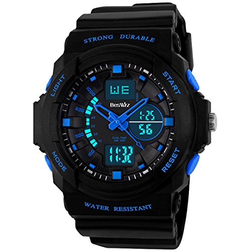 BesWLZ Boy's Multifunktional Digital Hintergrundlicht Quarzuhr Wasserfest 50M Outdoor Sport Alarm Stoppuhr Armbanduhren Blau BesWLZ Boy's Multifunktional Digital Hintergrundlicht Quarzuhr Wasserfest 50M Outdoor Sport Alarm Stoppuhr Armbanduhren Blau