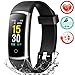Produktbild Fitness Armband mit Pulsmesser, Wasserdicht IP68 Pulsuhr Fitness Tracker Farbbildschirm Aktivitätstracker Fitness Uhr Schrittzähler Schlafmonitor mit Blutdruckmesser für Damen Herren Anruf SNS SMS