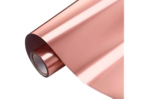 Heinaroman Vinile Termoadesivo per Tessuti - 30,5 cm x 152 cm Termovinile per Tessuti per Rilievo di taglio e contorno, Vinile HTV per T-Shirt Abbigliamento, Facile da tagliare e diserbare (Oro Rosa)