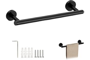 ZXShow Toalleros de Baño 40CM Toalleros de Barra Acero Inoxidable Cocina Toallero Barra Toallero Montado en la Pared con Tornillos para Baño y Cocina Negro Mate