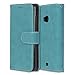 Produktbild Microsoft Lumia 535 Hülle, Chreey Matt Leder Tasche Retro Handyhülle Magnet Flip Case mit Kartenfach Geldbörse Schutzhülle Etui [Blau]