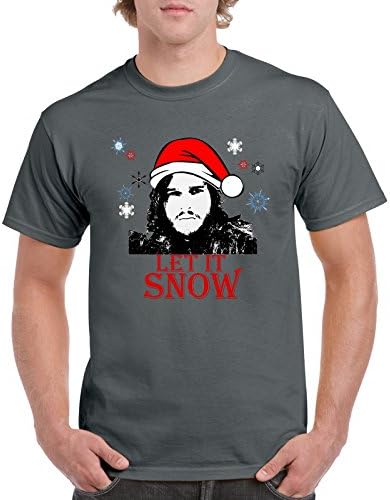 Mens Printed Funny T Shirts-Let it Snow-Xmas Santa Jon Snow-Game of Thrones tee