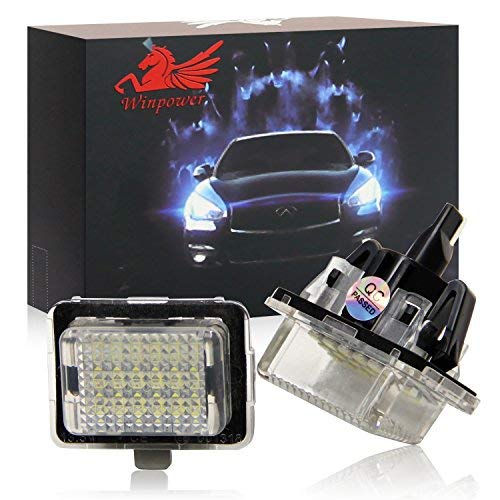WinPower LED Luces de matrícula para coche Lámpara Numero plato luces Bulbos 3582 SMD con CanBus No hay error 6000K Xenón Blanco frio para 2007-2011 W204 (5D)/W212/W216/W221/W207 ect, 2 Piezas