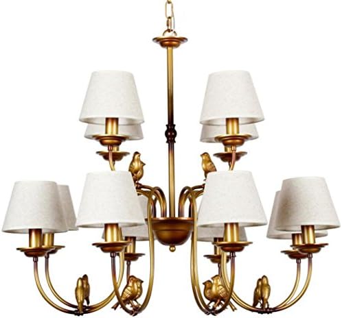Art Chandelier Cloth Lampshade Lighting, Bird Art Metal Oil Rubbed Bronze living room retro chandelier