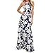 Produktbild Ba Zha Hei Frauen hängenden Hals Blume und Kleid Sommer Boho lange Maxi Abend Party Kleid Strand Kleider Sommerkleid Elegant Damen Neckholder Retro Vintage Party Strand Kleid Lässig (S, Dunkelblau)