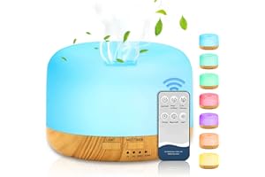 DASIAUTOEM Humidificateur Ultrasonique, 450ML Diffuseur d'Huiles Essentielles Diffuseur D'arômes avec Télécommande 7 Couleurs Lumières LED Humidificateur d'air pour Maison Chambre Yoga SPA Bureau