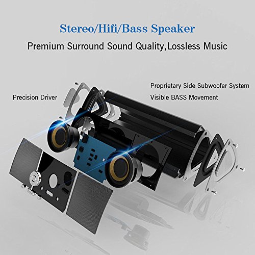 HUKOER HIFI Bluetooth Stereo Lautsprecher mit 10-Stunden-Spielzeit, 66-Fu? Bluetooth Reichweite, mehr Bass, wasserdichter Dual-Driver Portable Wireless Lautsprecher mit niedrigem harmonischen Distortion Surround Dual Stereo Sound, eingebautes Mikrofon fÂ¨Â¹r freih?ndige Anrufe