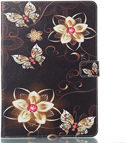 iPad Pro 10.5 Case, Conber Slim Lightweight Leather 360 Degree Rotating Stand Cover Case with Auto Wake / Sleep Function, iPad Pro 10.5 Tablet Premium PU Leather Wallet Flip Case with Card Holder, Colorful Painting Pattern Design Shockproof Protective Shell Case Cover for Apple iPad Pro 10.5 inch 2017 - Golden Butterfly