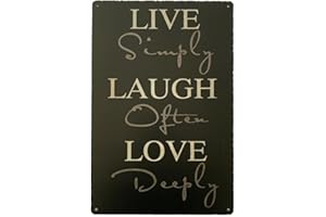 GREENZONE Vintage Live Simply Laugh Often Love Deeply Retro Metal Tin Sign/Plaque for Kitchen Lounge Garden Garage Pub Wall/Door (30 x 20 cm) 016 - UK Company