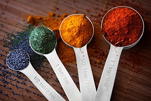 AckMond Edelstahl 4er Set Messbecher + 4er Set Messlöffel für trockene und flüssige Bestandteile – Präfekt zum Kochen oder Backen - 3