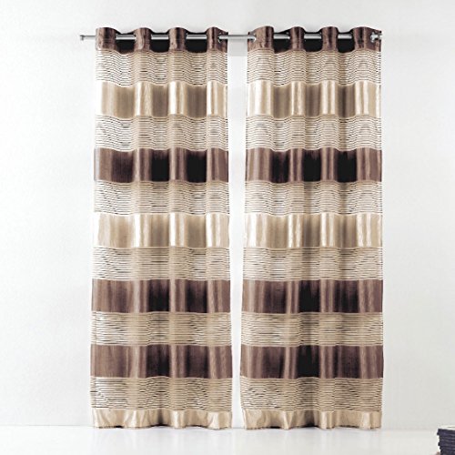 Barceló Hogar - Cortinas 140X260 cm. Modelo MENORCA Marrón de 8 anillas