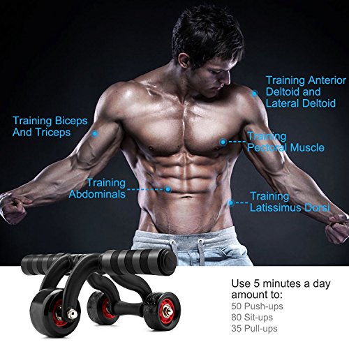 Amzdeal Bauchtrainer Ab Roller Ab Wheel Oberkörpertraining für Bauch, Rücken und Schultermuskulatur - 7