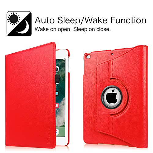 Fintie iPad 9.7 Zoll 2017 / iPad Air Hülle – 360 Grad Rotierend Stand Smart Cover Case Schutzhülle Tasche mit Auto Schlaf / Wach Funktion für Apple iPad 2017 Neue Modell / iPad Air 2013 Modell (Nicht geeignet für iPad Air 2), Rot - 2