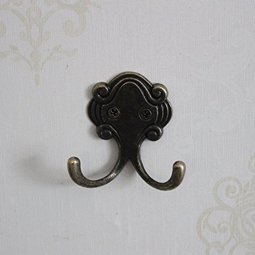 LJY 15 Stücke Octopus Double Prong Robe Haken mit Schrauben Pack Retro Wandmontierte Kleiderbügel über Tür - 5