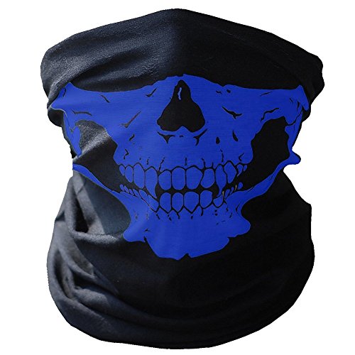 CMJ Skeleton Skull Biker Mask Face Mask Biker Balaclava Bandana Neck Tube 8 Colours UK SELLER (Blue)