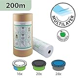 200m Nachfüllfolie für Sangenic Windeltwister Tommee Tippee, Angelcare und Litter Locker - Entspricht 16 Sangenic "fits all tubs", 20 Litter Locker II und 28 Angelcare Nachfüllkassetten inklusive Papphülse zum einfacheren Nachfüllen - nicht Original aber zu 100% kompatibel