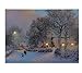 Produktbild Canvas Bild - 4 LEDs - 30cmx40cm - Batteriefach (AA) - Beschneite Straße mit Kindern - Weihnachtsbild