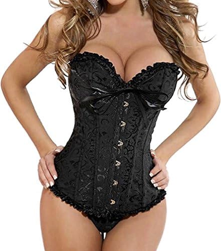 TDOLAH Floral Pleated Trim Bustier Fancy Women Corset Dress Sexy Laced Lingerie