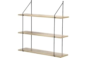 Calicosy - Étagère Murale 3 Niveaux - Décor Bois - Panneaux De Particules - Supports Métal - Étagère À Fixer - pour Séjour, Couloir, Salon Ou Chambre - Style Industriel - L 60 x P 15 x H 60 cm
