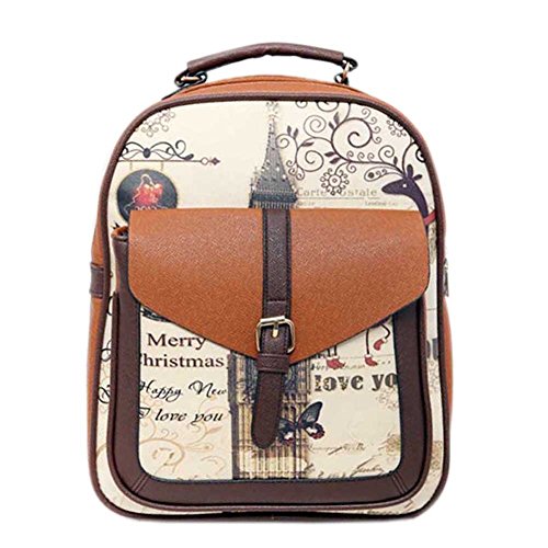 Preisvergleich Produktbild Hrph Turm des neuen Entwurfs Segeltuch -Frauen-Rucksack Student Schultaschen für Mädchen Freizeit-Rucksack