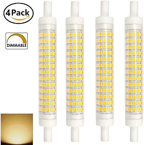 AscenLite 10W R7S Dimmable, Pack of 4, J118 LED Bulb 220-240V 118mm Warm White 100W Halogen Bulb Double Ended J type Replacement