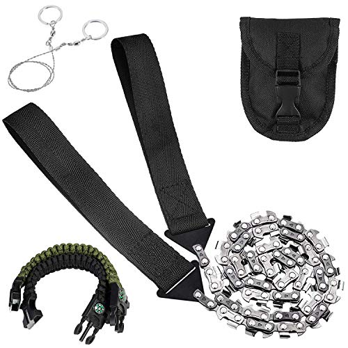 Bostecks 24 Pouces 33 Dents Scies à Main Camping en Plein Air Chasse d'urgence Survie Outil de Poche Scie à Coupes 3X Plus Rapide Main Portable avec Bracelet Mousqueton
