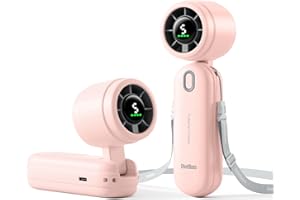 Diveblues iTurbo Ventilateur portable, vitesse élevée de 9 m/s, 5 vitesses, affichage LED, 3en1, portable, de cou et de table, mini ventilateur pour les voyages, la plage, le travail et l'extérieur