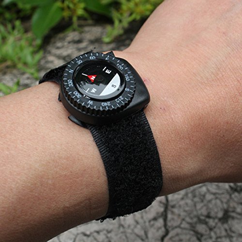 Preisvergleich Produktbild Denshine Gurt-Uhr Kompass Schwarz Nylon-Band mit Klettverschluss Kompass