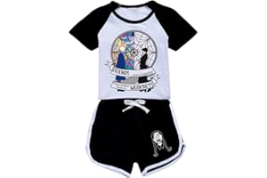 Chitoldeder Boys Wednesday Merch Outfits Clothing Sets Ad-dams Family T-Shirt+Shorts 2Pcs for Kids Girls