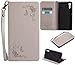 Produktbild Lonchee Sony Xperia XZ Wallet Tasche Brieftasche Schutzhülle , geprägten Design Hochwertige PU Leder Folio Tasche Case Hülle im Bookstyle mit Standfunktion Kredit Kartenfächer (grau)