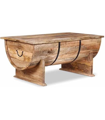 Table Basse Carrée 90x90cm Bois Massif Acacia Laqué Nougat - Style Ethnique Colonial Opium #614