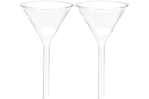 PATIKIL 120mm Glass Funnel, 2 Pack Short Stem Scientific Borosilicate Glass Heavy Wall Funnel for Filling Water Bottle Home Lab Kitchen Use