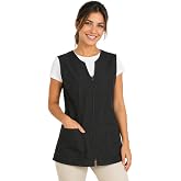 Etrexonline Casaca Mujer Sin Mangas con Bot&oacute;n Uniforme Laboral Limpieza