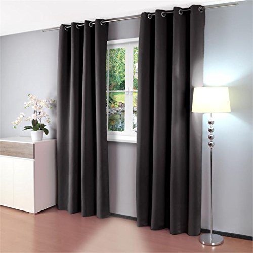 Gräfenstayn Alana Thermo- Verdunklungsgardine ca. 135 x 245 cm mit Ösen Gardine Vorhang (Schwarz)