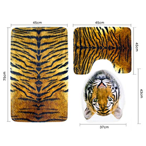 Kuncg-Tapis-de-Bain-Antidrapant-Ensemble-Tapis-Carr-Moderne-Imprim-Tigre-Tapis-de-Douche-Tapis-de-WC-Tapis-Contour