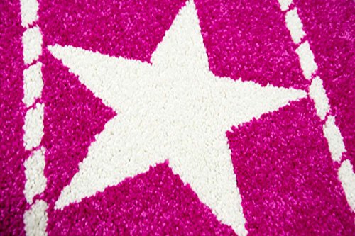 Kinderteppich Spielteppich Kinderzimmer Teppich Sternteppich Konturenschnitt Pink Creme Größe 80×150 cm - 4