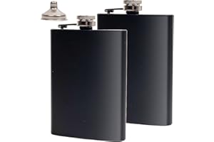 SGEHAI 2 fiaschette in acciaio inox da 226,8 g + imbuto, piccola fiaschetta da whisky da uomo