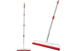 Mitclear Indoor Floor Squeegee Broom with Long Handle (53IN), Wet Room Floor Water Squeegee, Rubber Squeegee Blade Floor Wiper for Bathroom, Shower, Kitchen