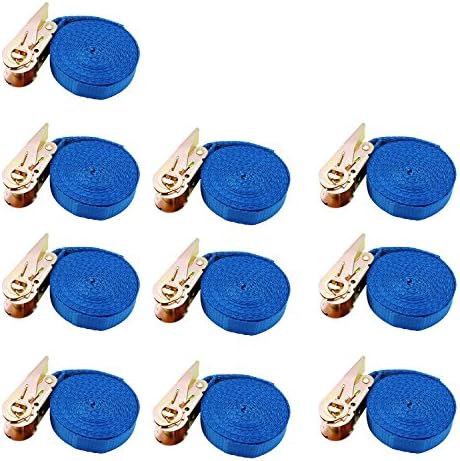 10 x Lashing Strap Tension Belt Spanngurt mit Ratsche Ratchet Strap Tie Down Strap 6 m Blue 400/800 kg Truck
