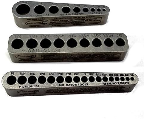 Big Gator ToolsSTD Series 3PC V-Drill Guide w/35 SAE Hole Sizes 1/8" - 5/8" 3PC Set