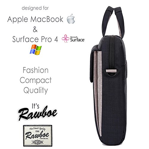 Rawboe® 13 -13,3 Zoll MacBook Pro Retina intelligente neue Art-Oxford-Gewebe Multi Functional eleganten, tragbaren Laptop-Tasche Laptop-Hülle für Mann / Frau Tragetasche Messenger Bag Schulter-Aktenkoffer Handtasche für MacBook Air / Oberflächen Pro 4 / Laptop / Notebook / ipad / Tablet / MacBook / Ultrabook / Computer für Apple / Acer / Asus / Dell / Fujitsu / Lenovo / HP / Samsung / Sony / Toshiba mit Schulterriemen und mehrere Taschen – Schwarz - 3