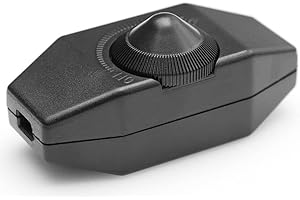 CABLEPELADO Potenciómetro regulador de luz con Interruptor, Dimmer, Interruptor regulador de intensidad, Atenuador de luz, Apto para: 1-40 vatios, 230 Voltios, Conexión por soldadura, PVC, Negro