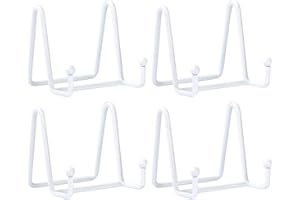 HCHLQLZ 3 * 3 Pollici Ferro Supporto Cavalletto Decorativo per Foto, Piatti, cornici, Libri di Cucina, Piatti Decorativi, Tablet e Arte, Bianco 4 Pezzi
