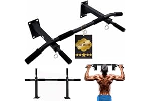 ManiBoom Barra Dominadas Pared MULTIFUNCIONAL Carga 150kg - Pull up Bar con Agujeros para Bandas TRX- Barra Fija para Calistenia, Entrenamiento en Casa, Gimnasia, Ejercicios Abdominales