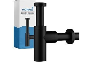 kör4u Designsifon, 1 1/4 tum x 32 mm, koppluktstängning, rör luktförslutning för handfat, extra långa rör, inklusive tätningar, matt