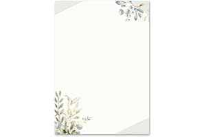 PAPER-MEDIA 20 fogli di carta da lettera decorati RAMI VERDI DIN A4 - Fiori & Petali