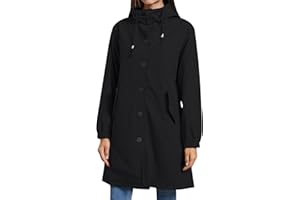 Hveuluop Gieen Giacca Antivento Impermeabile da Donna - Giacca Lunga Leggera Idrorepellente per Esterni, Giacca Antipioggia con Cappuccio, Trench per Escursionismo