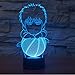 Produktbild Farben 7 Gradienten Kreative Niedlichen Basketball Boy 3D Tischlampe Led Nachtlicht Usb Nacht Schlaf Beleuchtung Dekor Für Kinder Spielzeug Geschenke