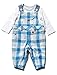 M&Co Baby Boy Cotton Rich Long Sleeve Envelope Neck Check Dungarees And T-Shirt Outfit Set Blue 3/6 Mnths